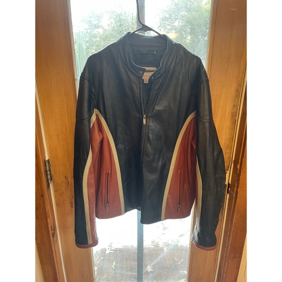 Wilsons‎ Leather M Julian Jacket XL Black Brown Striped Motorcycle Biker - Picture 2 of 8